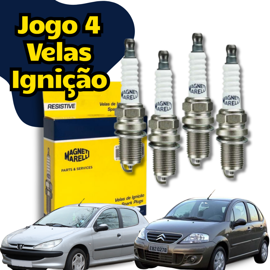 Jogo De Velas Peugeot 206 206sw 1.4 8v 1.6 8v 2000 Em Diante Magneti Marelli em Oferta na Shopee