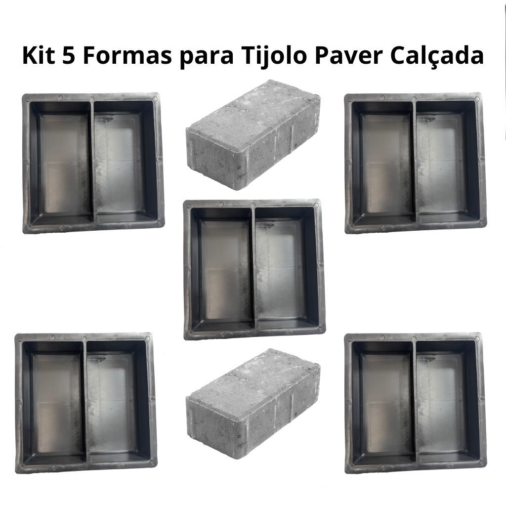 Kit 5 Formas para Tijolo Paver Piso Calçada em Oferta na Shopee