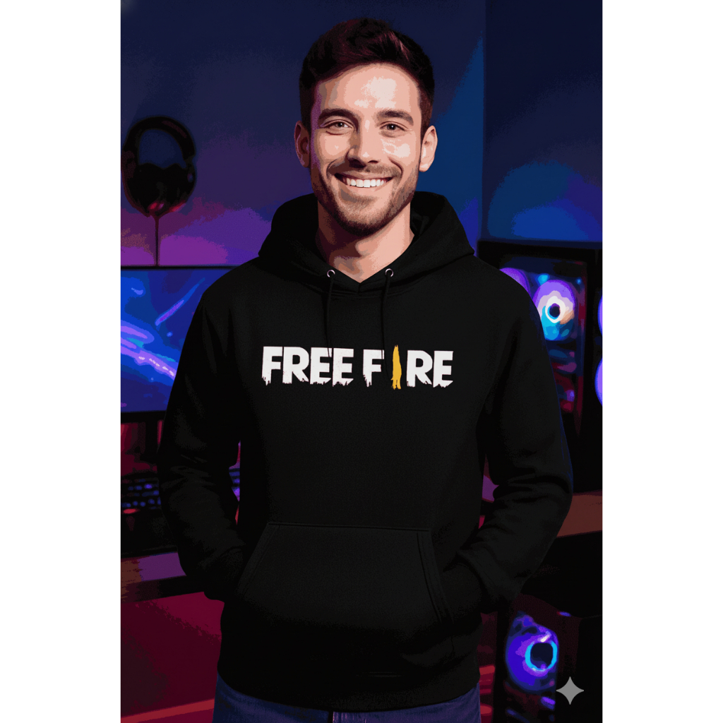 Blusa de Frio Moletom Canguru Free Fire Unissex Abrigo Flanelado Com Capuz e Cordão Quentinho Confortavel Envio Rapido