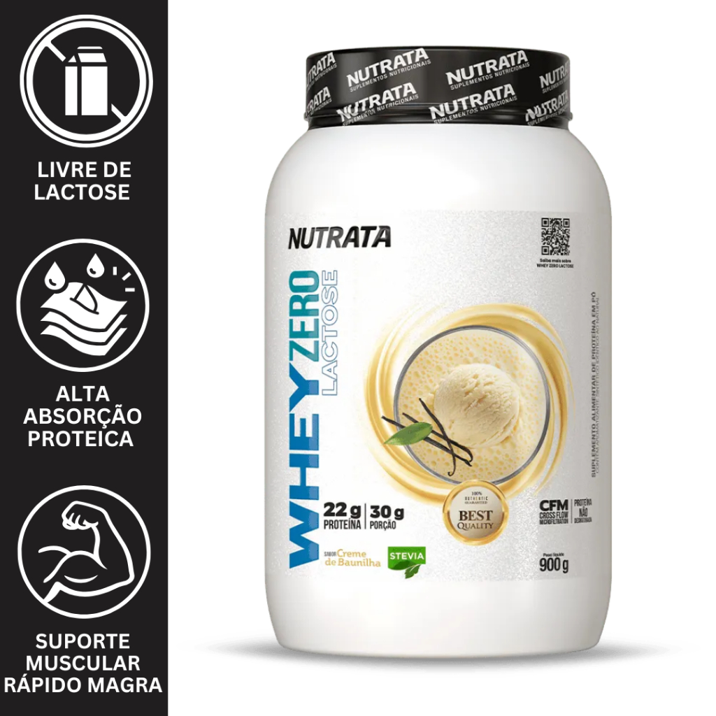 WHEY ZERO LACTOSE POTE 900G (21g de proteína) - NUTRATA