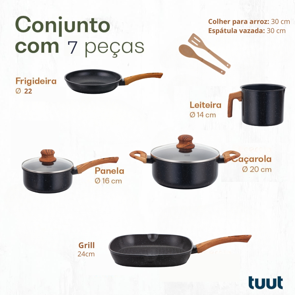 Jogo de Panelas Indução Antiaderente, Fundo Triplo, Revestimento Cerâmico e Tampas Vidro