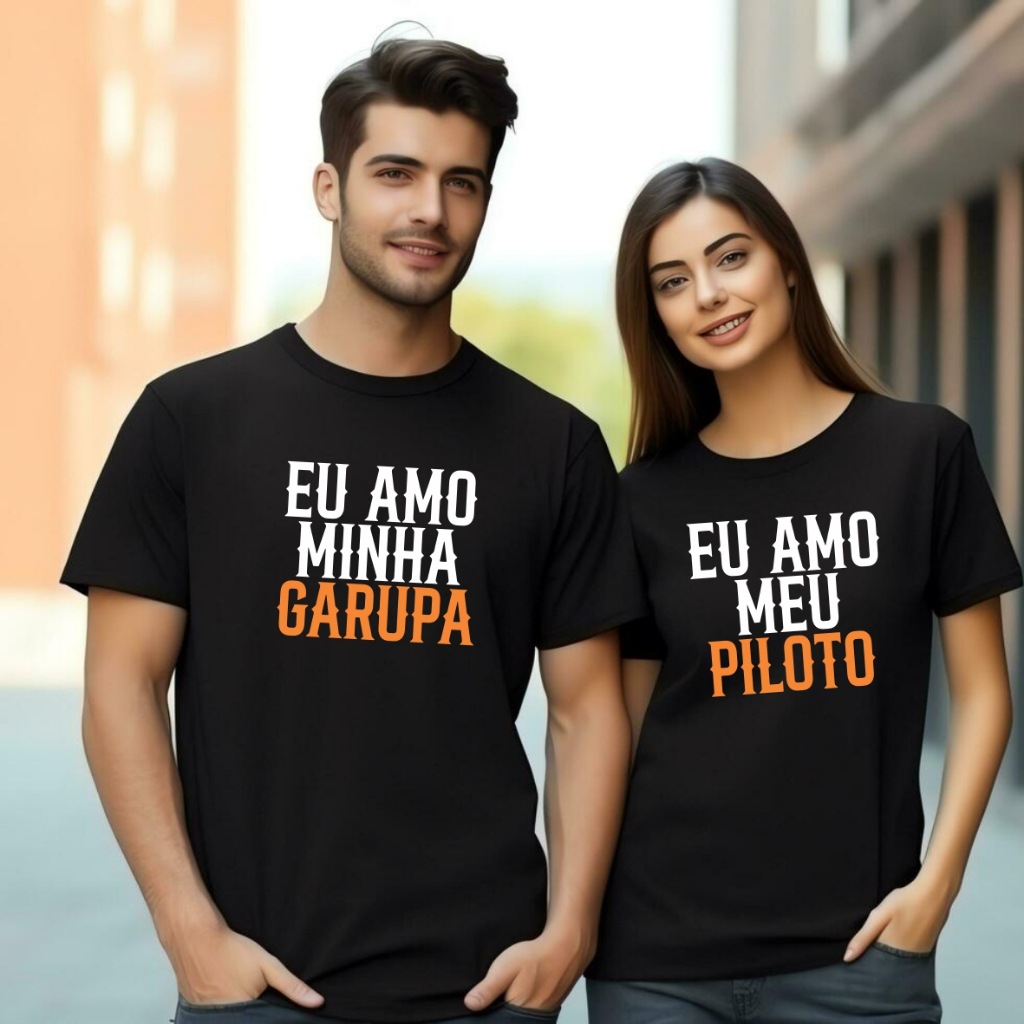 Camisa Casal Camisa 100% algodão Motoqueiro Eu Amo Minha Garupa Eu amo Meu Piloto