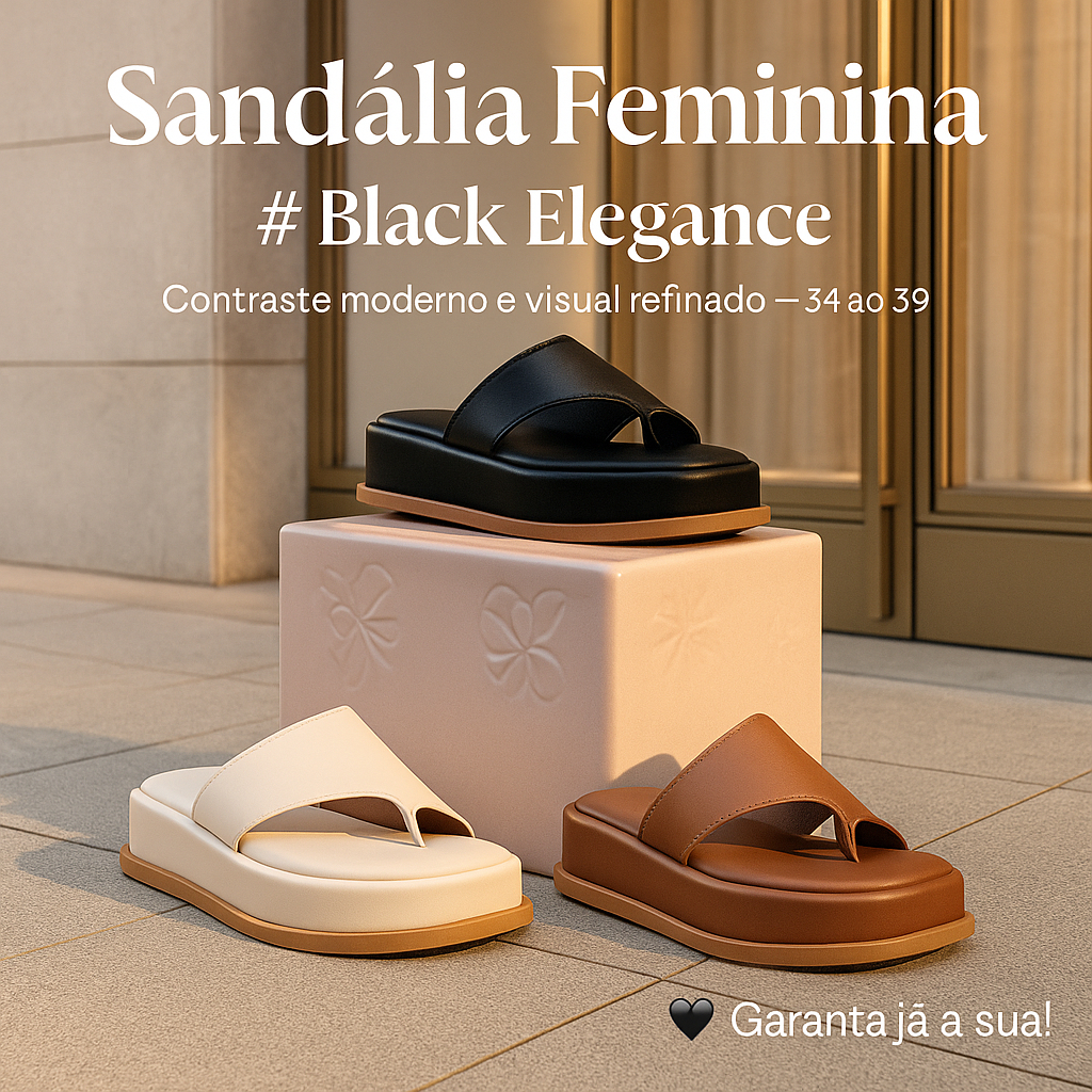 Sandália Preta Feminina Plataforma - Fivela Ajustável e Sola Alta - Conforto Garantido