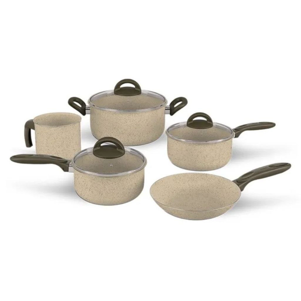Jogo de Panelas Brinox Antiaderente Ceramic Life 5 Peças Suprema Vanilla em Oferta na Shopee