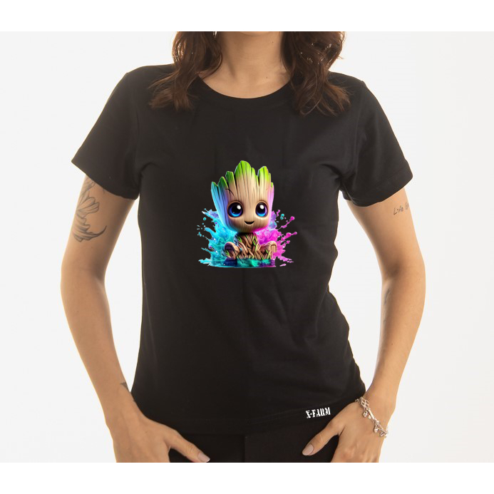 Baby Look Feminino 100% Algodão Estampa Groot Legal Super Confortavél Alta Qualidade