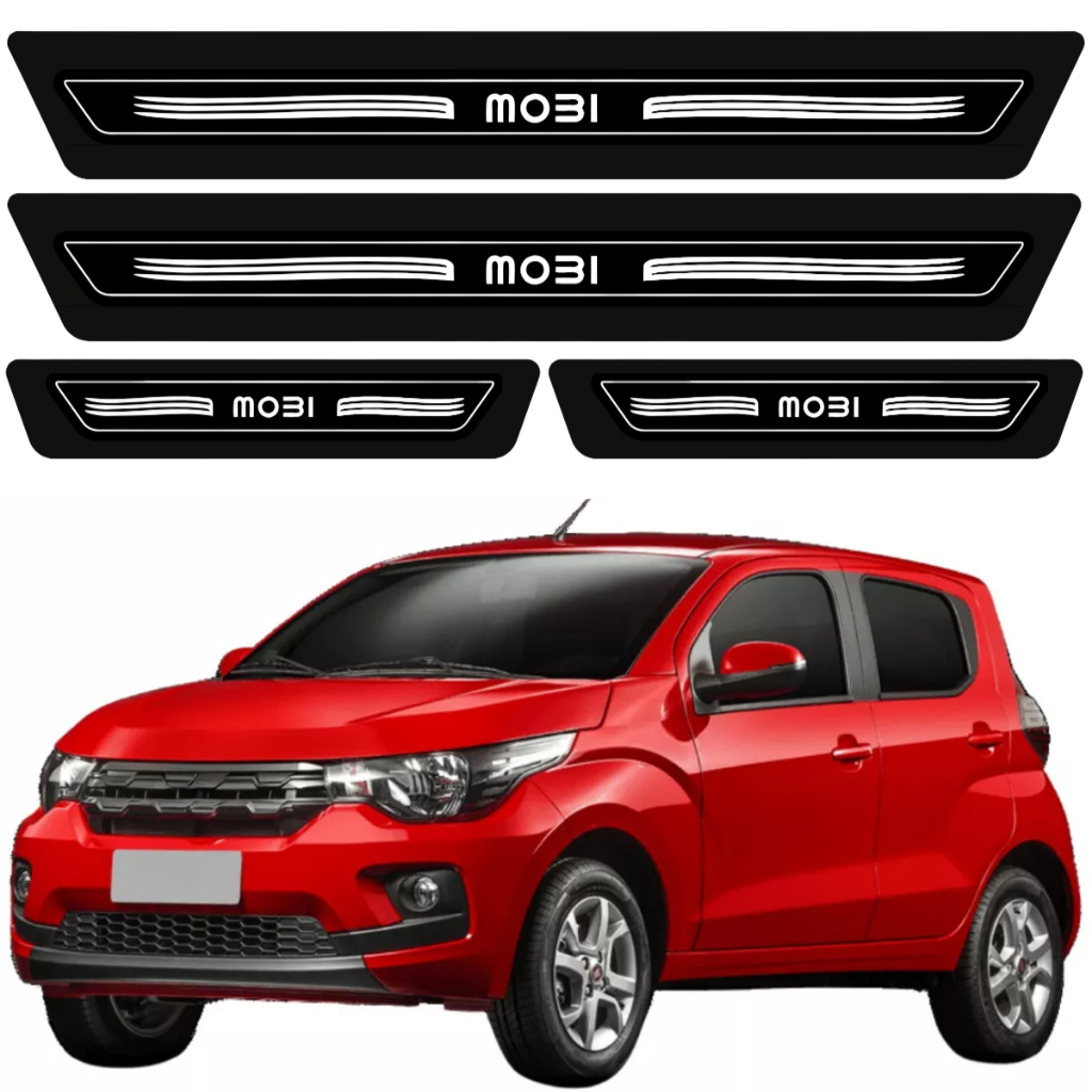 Kit 8 Pçs Soleiras Protetor Porta Fiat Mobi 2017 2018 2019 2020 2021 2022 2023