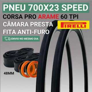 Pneu Speed 700x23 Pirelli Corsa Pro Arame para Bicicleta de Estrada Aro 700 Leve e Competição