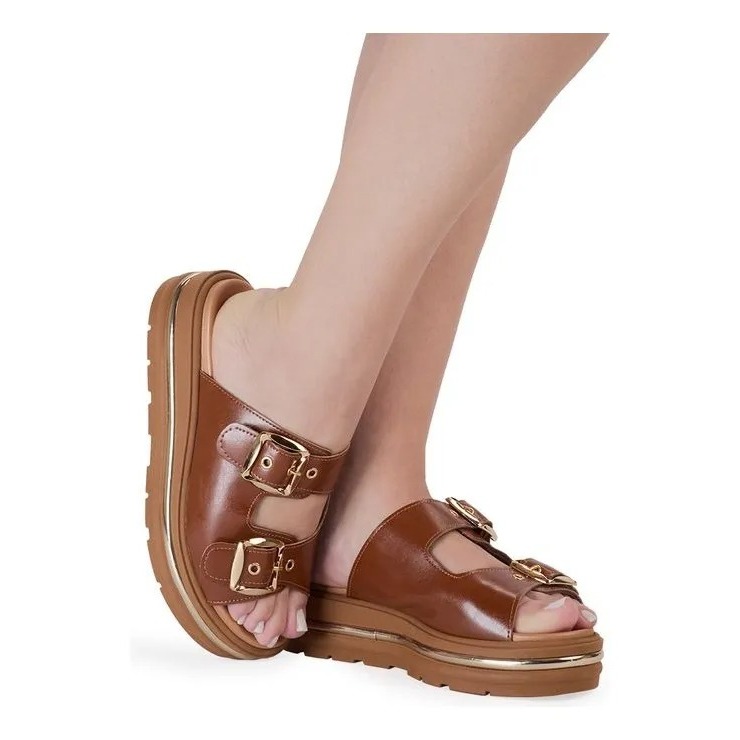 Papete Feminina Flatform Fivela Tratorada Confortável Bebecê