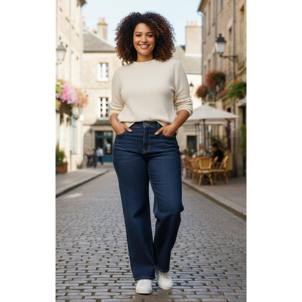 Calça Jeans Feminina Plus Size Marmorizada Escura Modeladora Empina Bumbum com Elastano Lycra