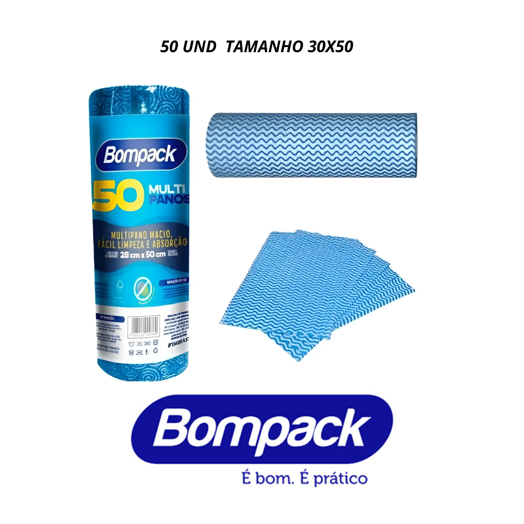 Bobina de Pano Multiuso Perfex Para Limpeza Em Geral  Contem 50 Und 30x50 Bompack