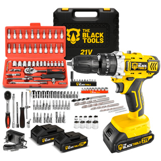 Furadeira Parafusadeira Sem Fio 21v 10mm Maleta The Black Tools + Acessórios em Oferta na Shopee