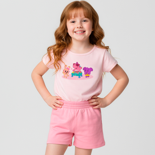 Conjunto Camiseta + Bermuda Melhores Amigas - All the Colors - TurmaTube em Oferta na Shopee