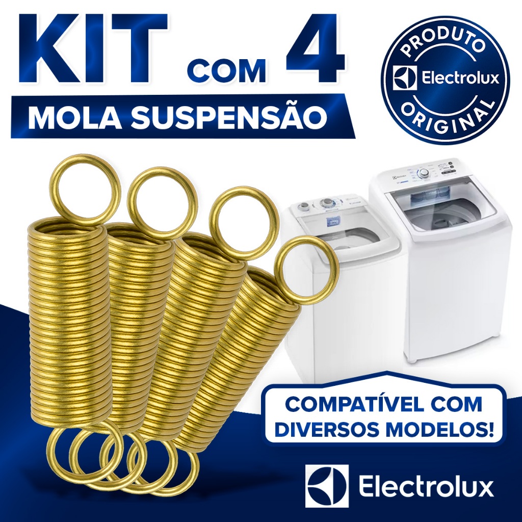 Kit 4 Molas Original Electrolux Vara De Suspensão Lavadora 6 a 17kg - 72002208