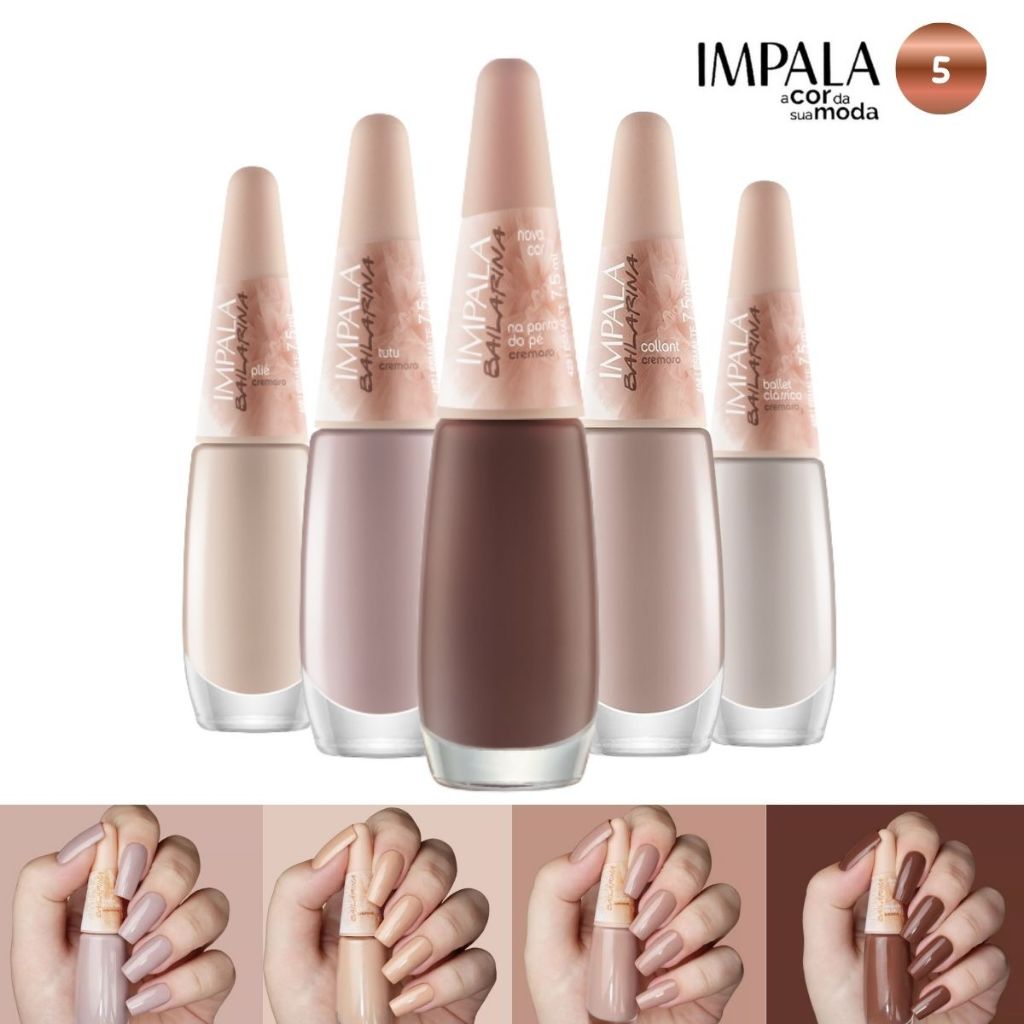 IMPALA Bailarina: Kit com 5 Esmaltes da Coleção Bailarina em Tons Nude