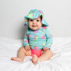 Conjunto roupa de praia piscina bebê Menina COM PROTEÇÃO UV50+