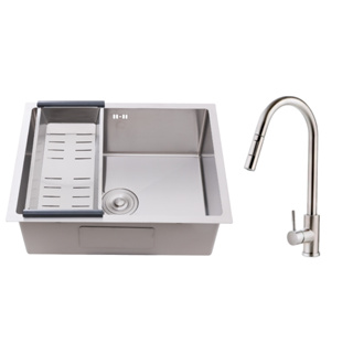 Cuba para Cozinha Terena 58 cm e Torneira Misturador Monocomando em Aço Inox Iriri Pingoo - Prata em Oferta na Shopee