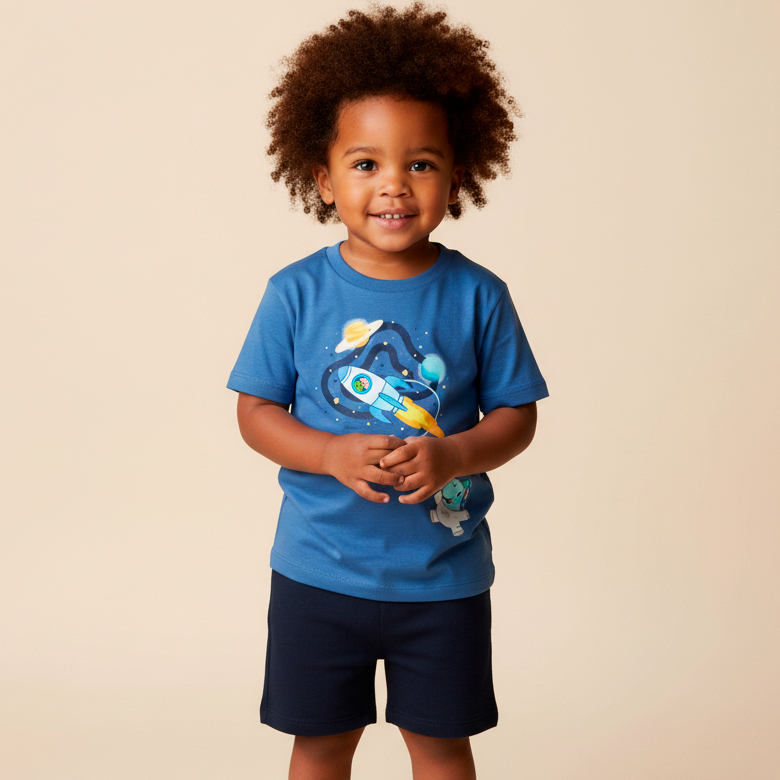 Imagem Conjunto Camiseta + Bermuda Nino Astronauta - All the Colors - TurmaTube
