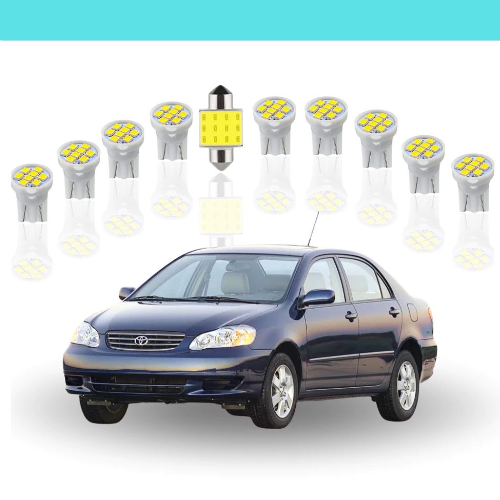 Kit Lâmpada led Toyota Corolla 2003 a 2008 ( Farolete Quebra sol Porta Malas placa teto ré ) T10 Torpedo 31mm Forte 17