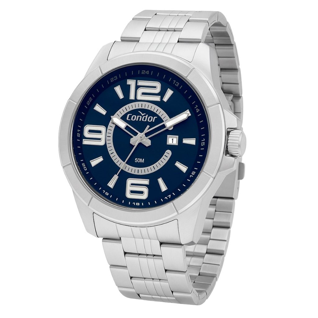 Relógio Condor Masculino Prateado Analógico Co2115mwa K4a - Prateado - Prateado - Azul em Oferta na Shopee