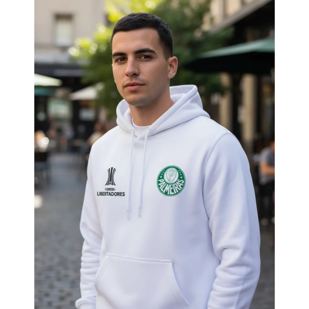 Moletom Canguru Blusa de Frio Masculina Casual Confortavel Times de Futebol Moderna Estilosa