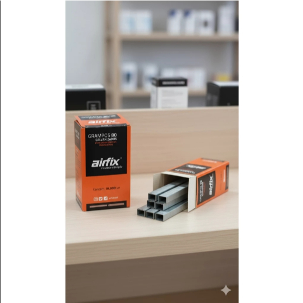 Grampos 80/08 Caixa  Airfix 60 Mil Pcs Para Grampeador Pneumático De Alto Desempenho Em Painéis E Acabamentos