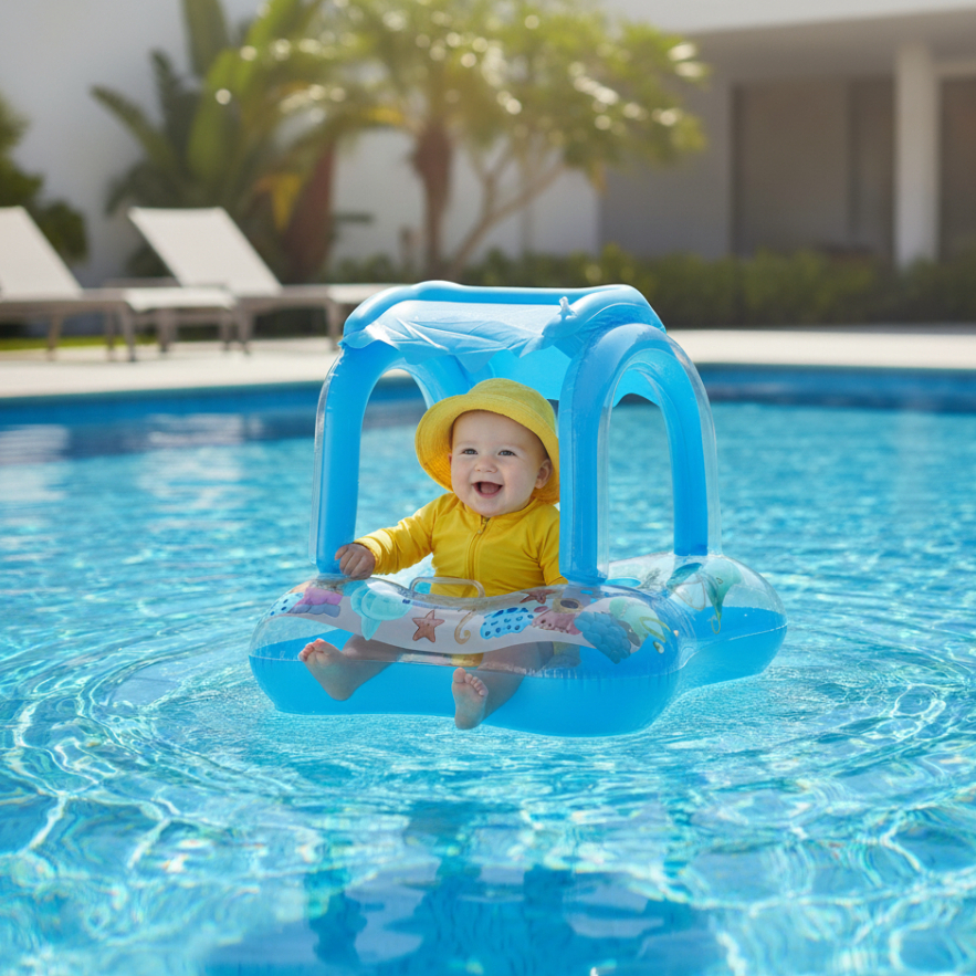 Boia Fralda Infantil Confortável Primeiro Contato com a Água Azul/Rosa em Oferta na Shopee