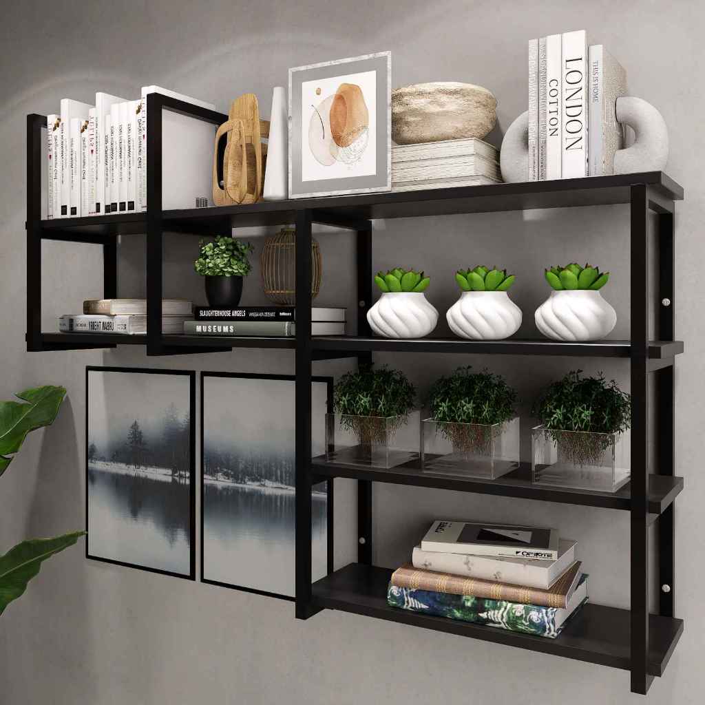 Prateleira Elegante Versatil Organizadora Resistente Em Ferro Metalon Tábua MDF/MDP 1.20CM