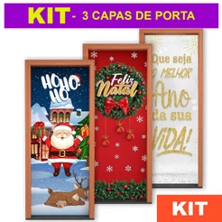 Kit Capas de Porta Natal e Ano Novo em Tecido Veste Fácil 0,80x2,10m - 3 Unidades