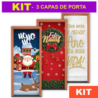Kit Capas de Porta Natal e Ano Novo em Tecido Veste Fácil 0,80x2,10m - 3 Unidades em Oferta na Shopee