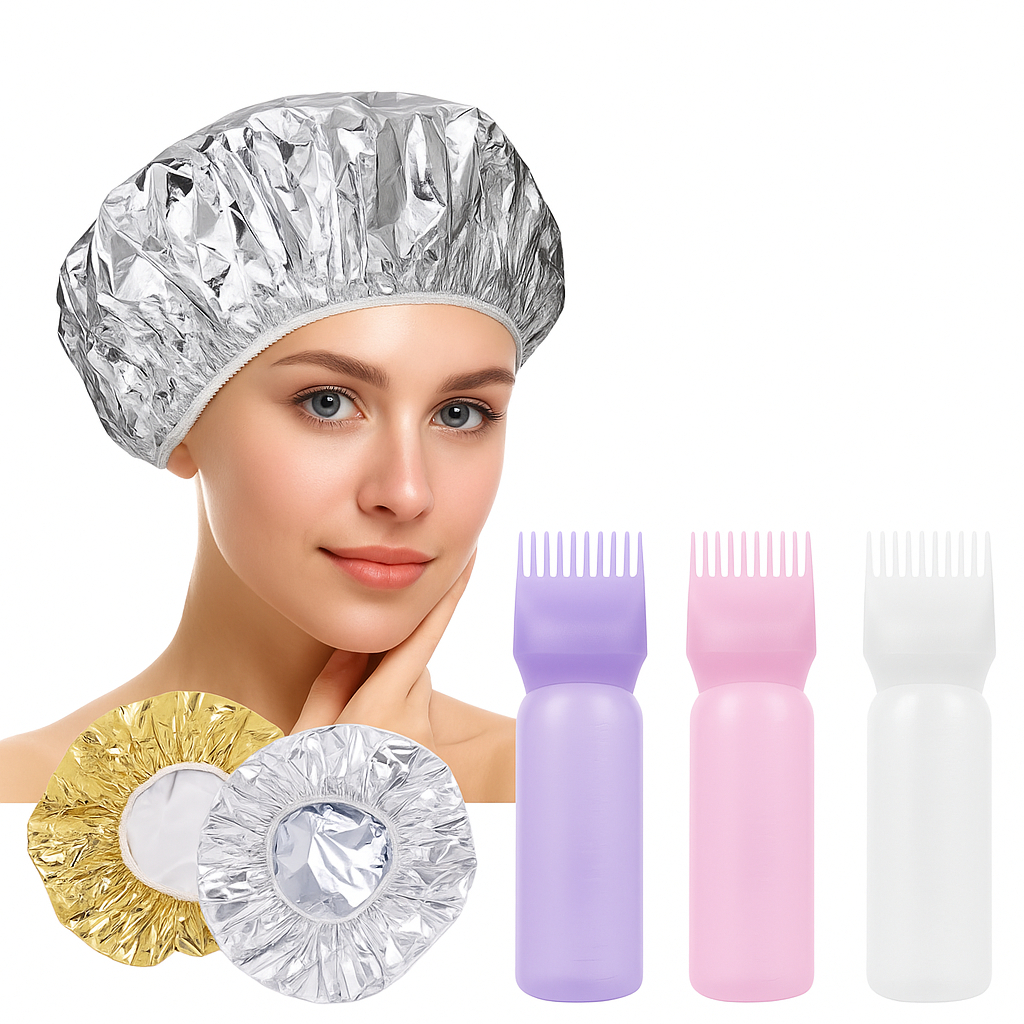 Kit Pente Aplicador de Tinta + Touca Térmica Metalizada – Hidratação, Nutrição e Tratamento Capilar em Oferta na Shopee