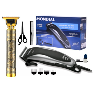 Máquina Cortar Cabelo Barba Mundial 8 Acessórios Acabamento Bigode Pelos em Oferta na Shopee