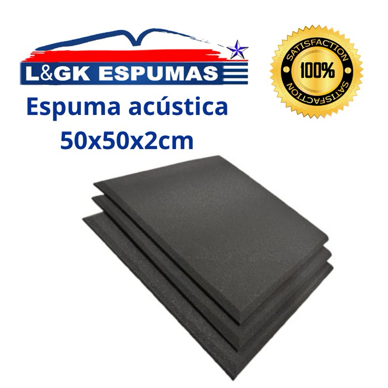 Espuma Acústica - Tamanho: 50x50x2cm (UMA UNIDADE).  Revestimento para Igrejas, home office, salas de telemarketing, etc