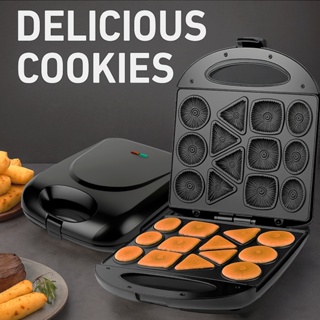 Máquina de Fazer Biscoito Cookie 110V/220v Bolacha Divertida Waffle 1400W Anti Aderente em Oferta na Shopee