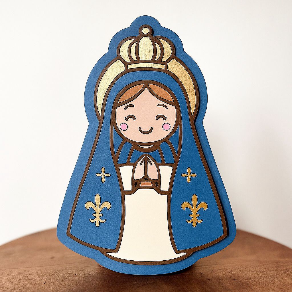 Nossa Senhora Aparecida Infantil em MDF – Santinha Baby 3D – Quarto de Bebê Religioso / Decoração Cristã