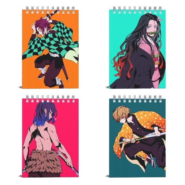 Bloco de Notas - Demon Caçador Kimetsu Demônios Mitsuri Obanai Nezuko Tanjiro Zenitsu Inosuke sanemi rengoku caderno