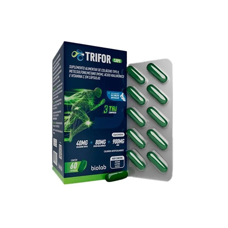 Trifor 60 Cápsulas  Saúde Das Articulações com Colágeno Tipo II + Ac Hialuronico + MSM + Vit C em Oferta na Shopee