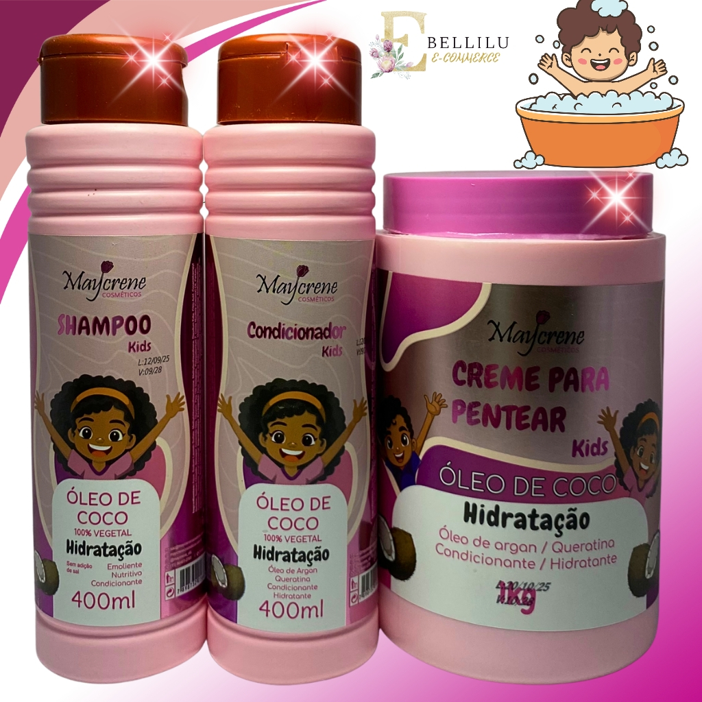 Kit Infantil Maycrene Óleo de Coco Kids – Hidratação e Cuidado Diário em Oferta na Shopee