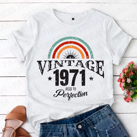 Camiseta Algodão Vintage 1971 e 1976 T-shirt Básica Confortável Estampa Estilo Retrô personalizado