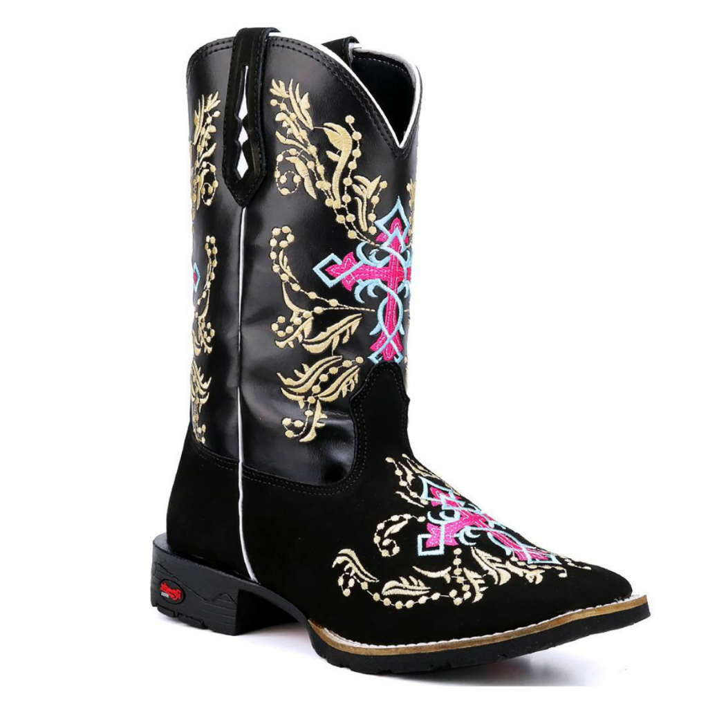 Bota Texana Feminina Cano Longo Bordada Conforto Premium