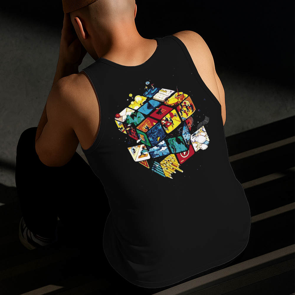 Camiseta Regata Masculina Estampada Dado Mágico 100% Algodão Estilo Conforto Diário Do Tamanho P ao GG