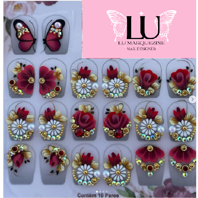 1 cartelão luxo cartelas de adesivos artesanais para unhas jóias strass pedrarias cartelão com 20