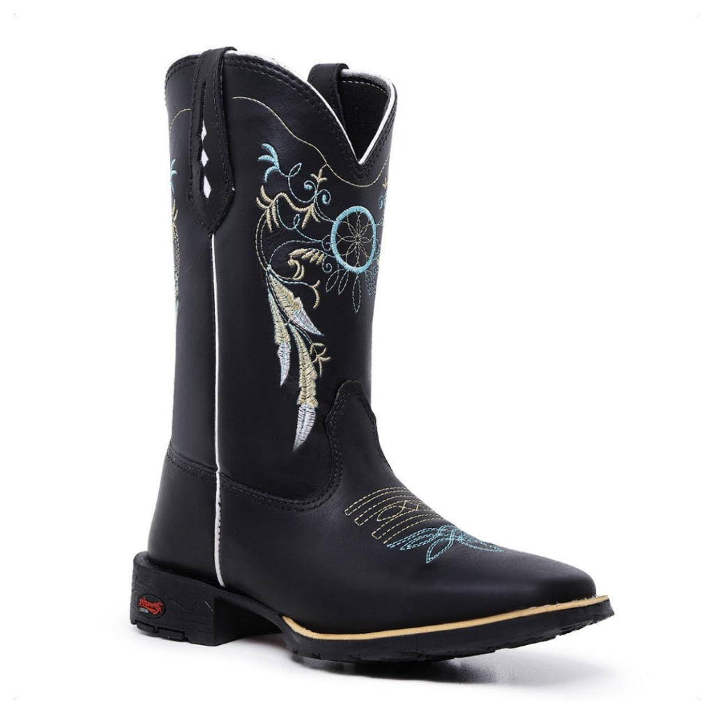 Bota FemininaTexana Cano Médio Em Couro Bordada Country Confortável  Montaria