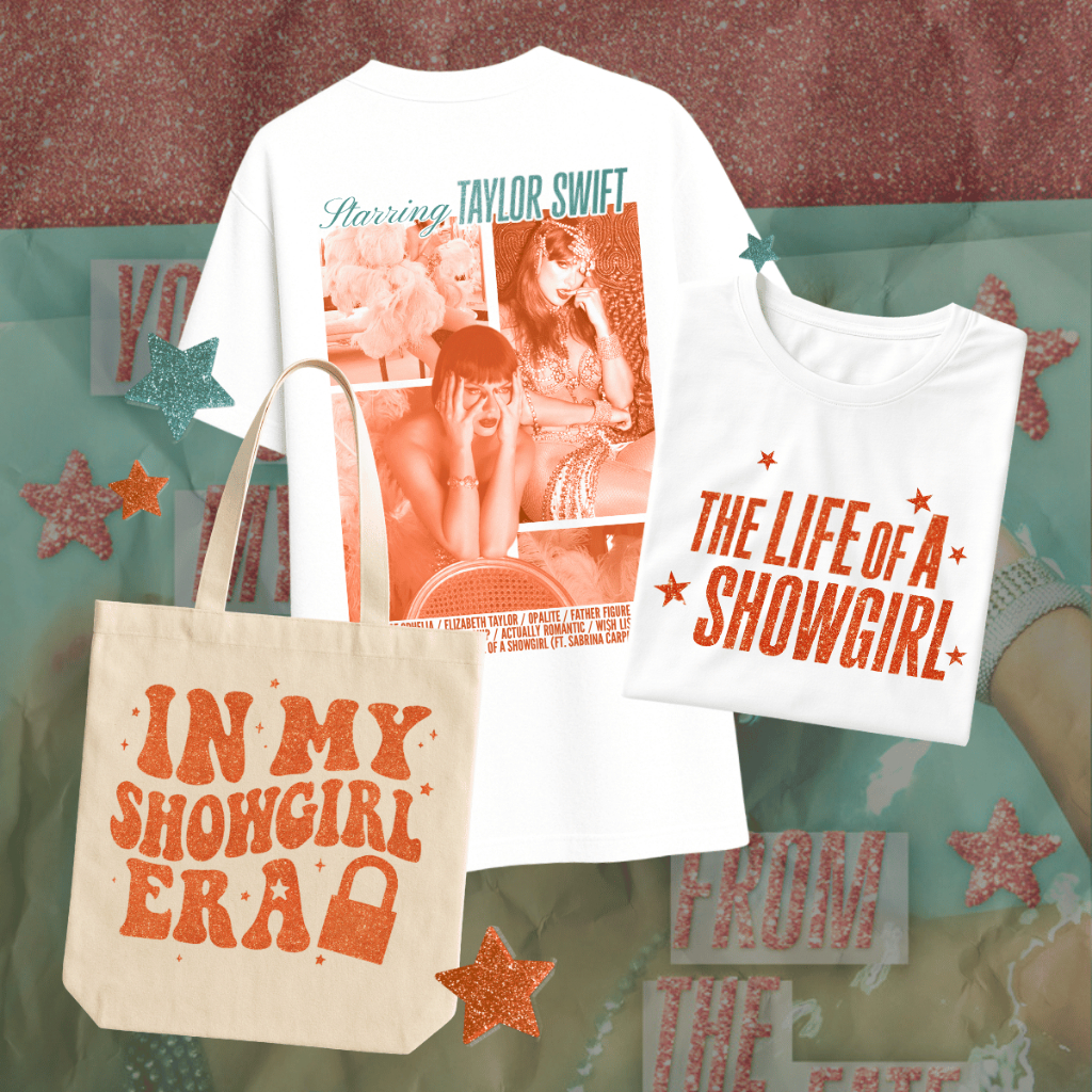 Kit Taylor Swift Camiseta + Ecobag The Life Of A Showgirl Era Camisa Vintage 100% Algodão e Ecobag Em Algodão Cru