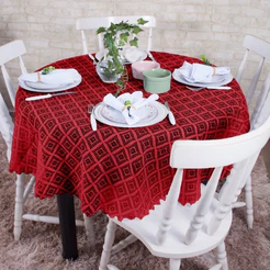 Kit 02 Toalhas De Mesa Renda REDONDA Para 04 Cadeiras Lugares Jcm 1,40 Cm De Diametro