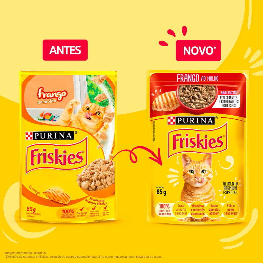 Detalhes do Kit 15 Unidades Sachê Friskies Ração Úmida Gatos Carne Salmão Frango Atum Peru Codeiro E Peixe