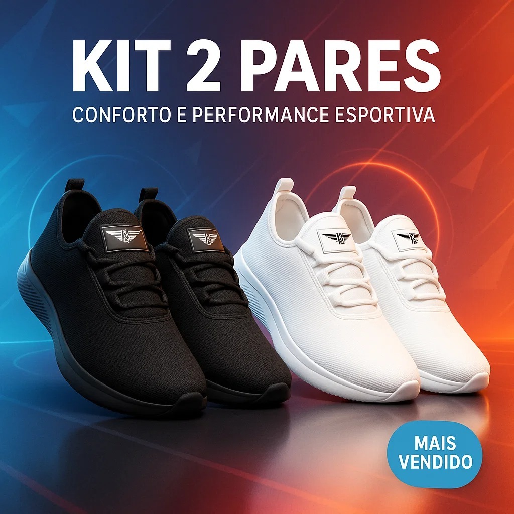 KIT 2 PARES Tênis Masculino Esportivo Corrida Caminhada Academia Leve Confortável Amortecedor 38-43