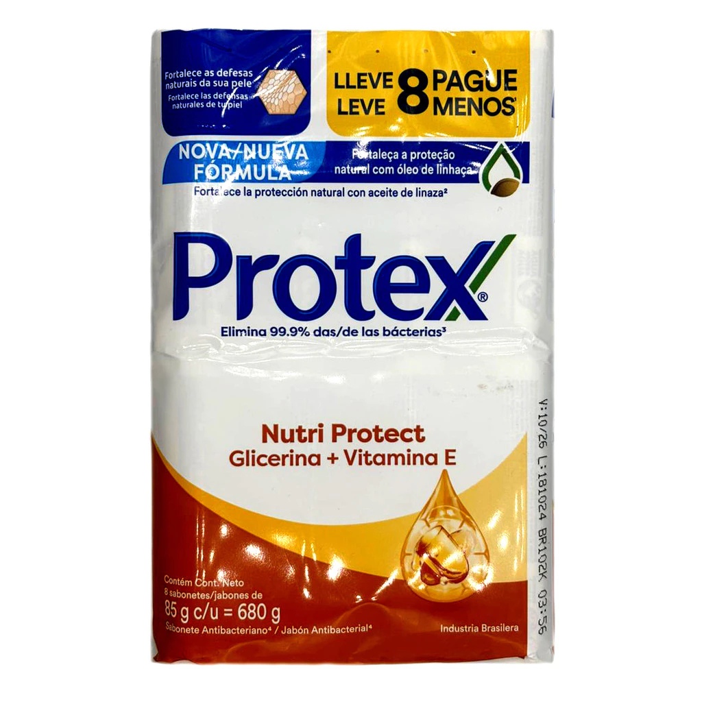 Kit Com 8 Sabonete Em Barra Protex Limpeza Profunda - 85g Leve 8 Pague Menos