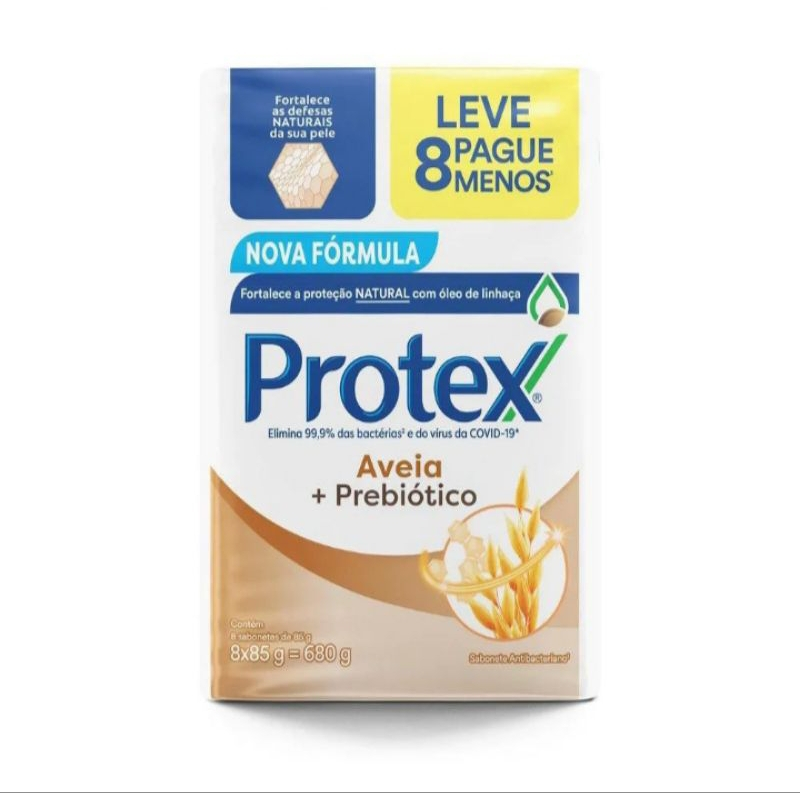 Sabonete em Barra Antibacteriano Protex Aveia+Prebióticos - 8un de 85g