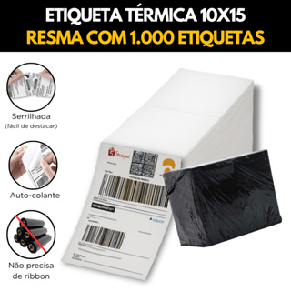 1000 Etiquetas Térmicas 10x15cm Formato Resma Barata em Oferta na Shopee