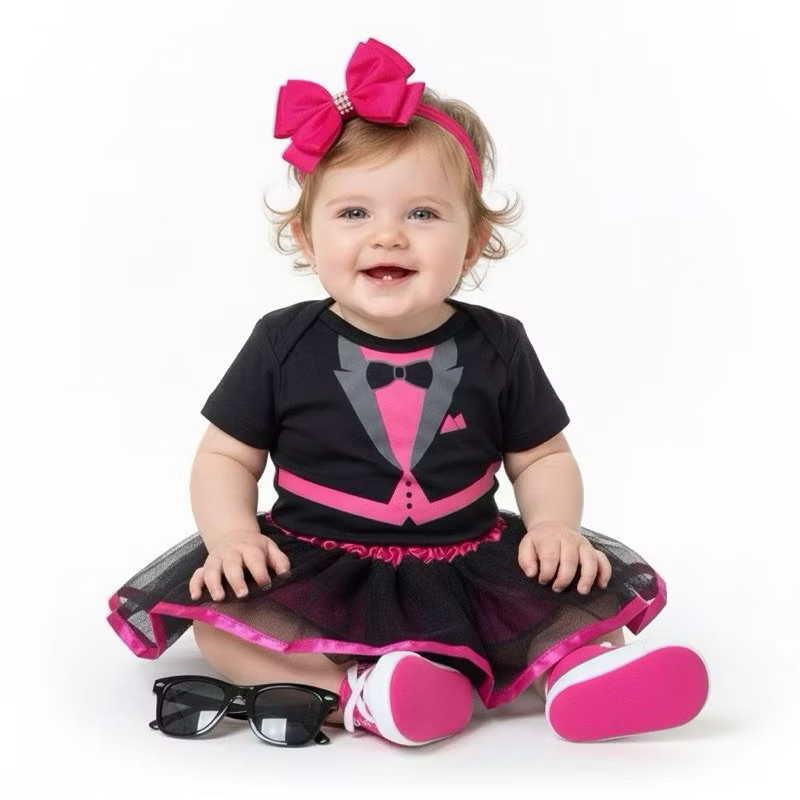 Body Temático Poderosa Chefinha com opção de óculos, laço, saia de tule, meia e tênis, bebê mesversário do P ao G. em Oferta na Shopee